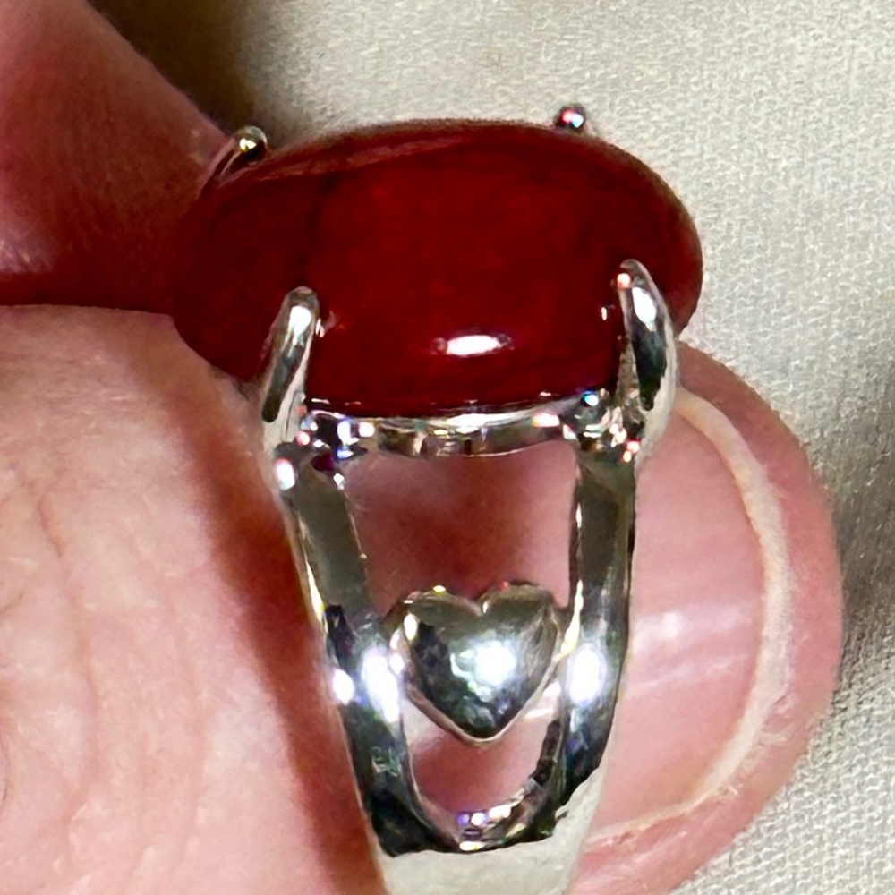 Stainless steel ring w/oval Red Crackle Quartz stone - NWOT - Picture 10 of 15
